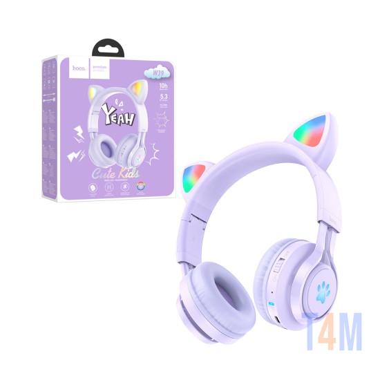 Hoco W39 Cat Ear Bluetooth Headphones Purple